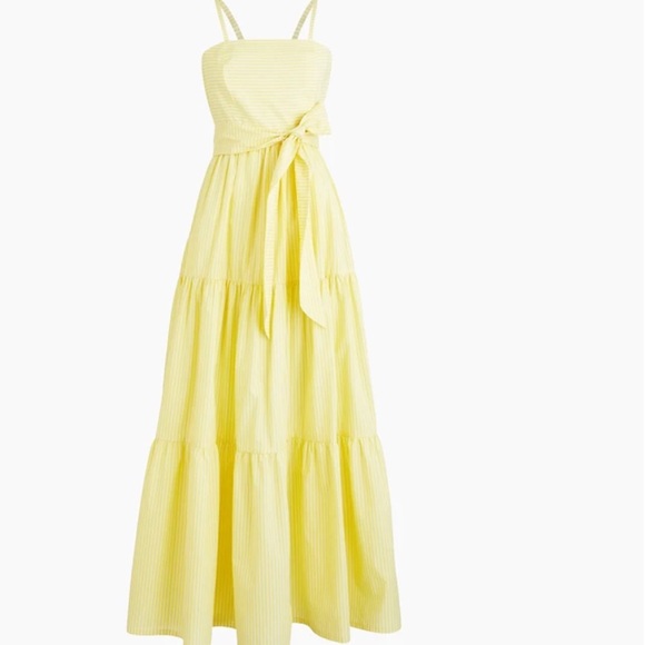 J.CREW Tiered maxi dress in stripe  NEW WITH TAG light yellow size 00 - Picture 2 of 4